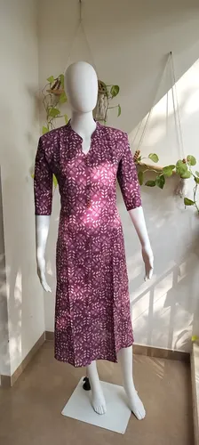 Purple Aline Kurti - Yoke Lining